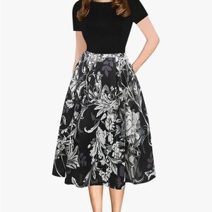 Elegant Black Floral Women's Dresd